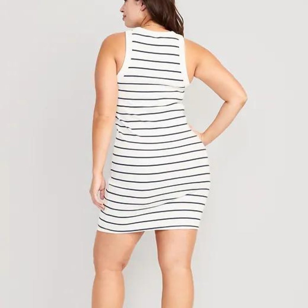 NEW Old Navy Fitted Striped Sleeveless Rib-Knit Mini Dress for Women - Picture 2 of 7